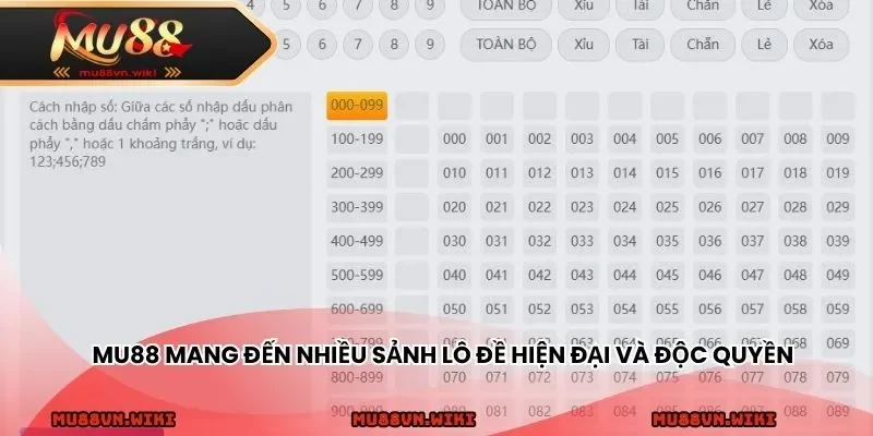 MU88 mang đến nhiều sảnh lô đề hiện đại và độc quyền